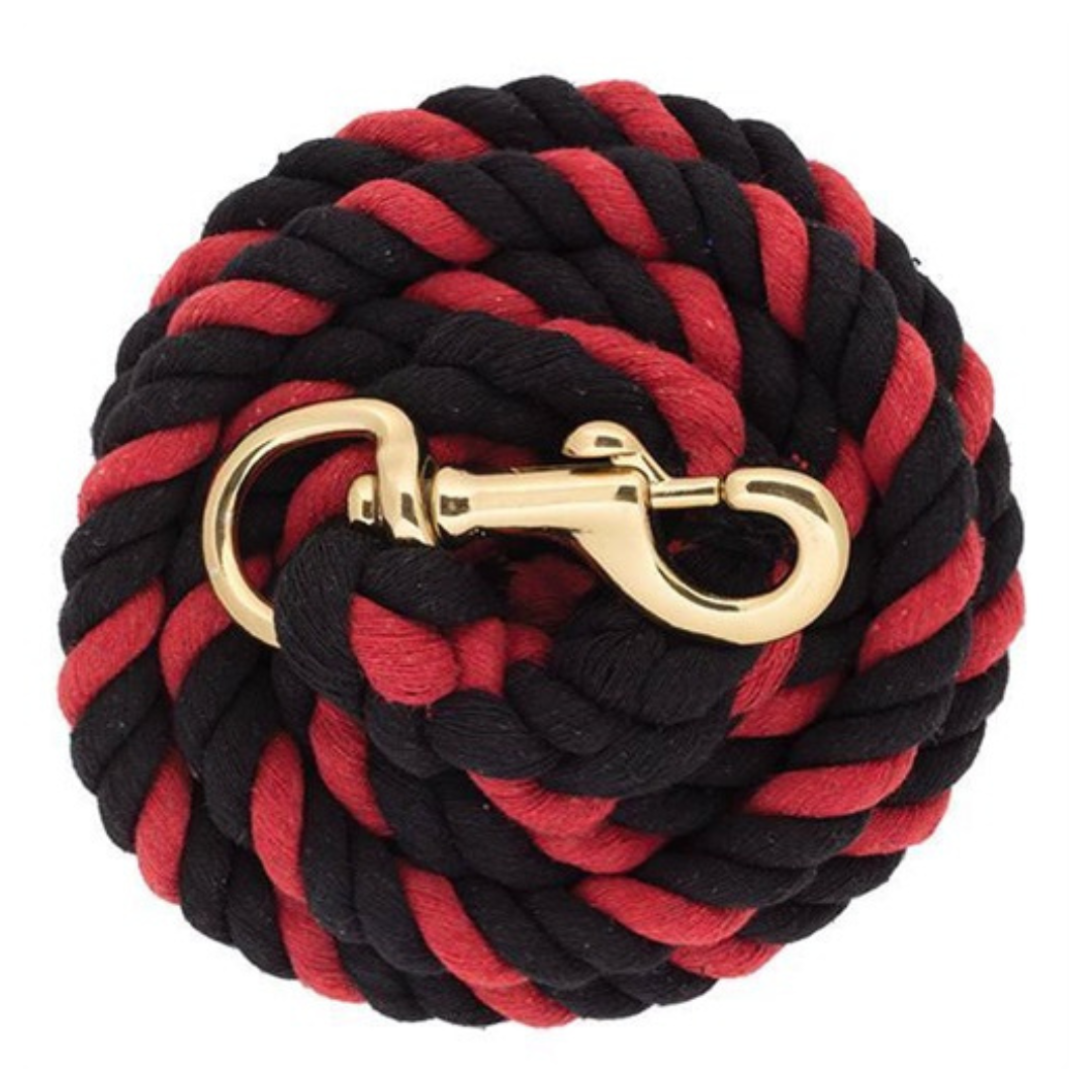 Color Cotton Lead Rope with Brass Plated 225 Snap, 5/8" x 8'